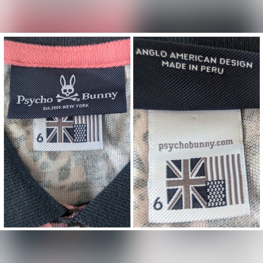 Psycho Bunny Men's Stacked All Over Print Bones Skull Short Sleeve Polo Large/6 - Picture 2 of 13